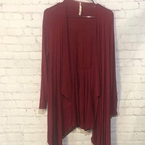 Red cardigan